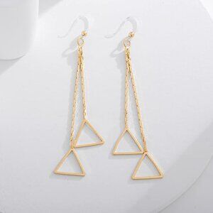 3/$20 Gold Drop Dangle Triangle Earrings Hypoallergenic Plastic Hooks Sensitive